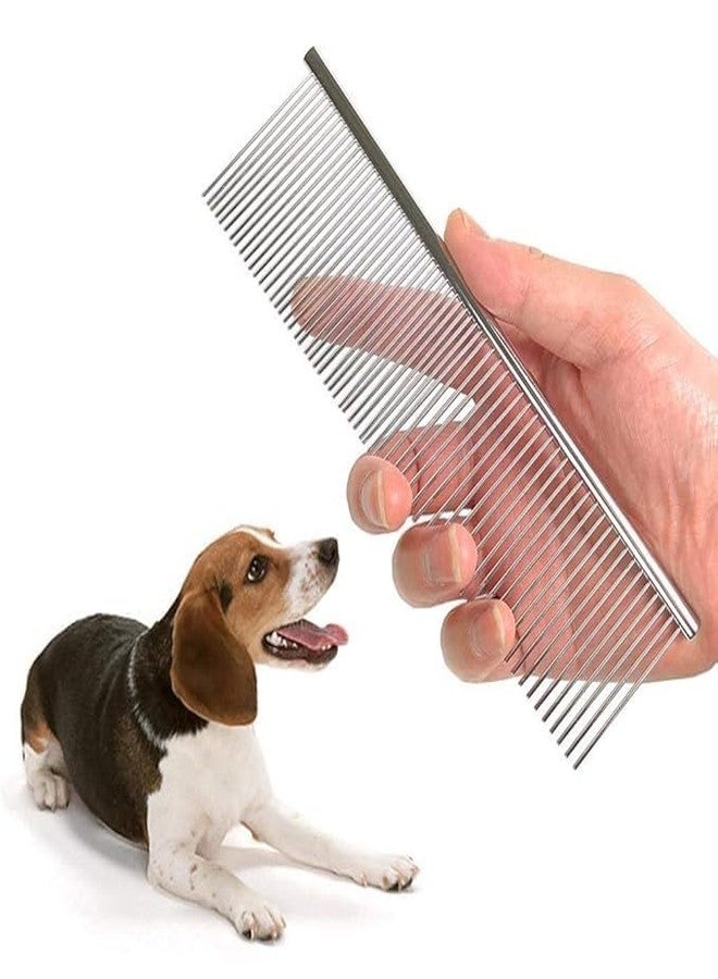 ERITIN Professional Dog Comb - Big Size 19 Cm Rounded Teeth Stainless Steel, Flat Comb for All Breeds & Pets - Image 3
